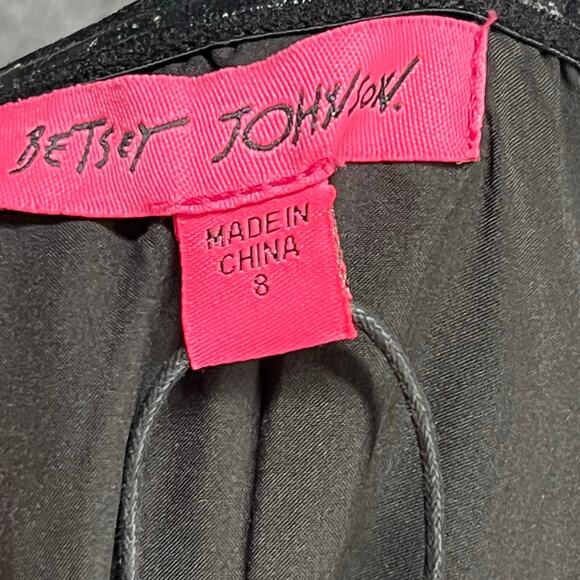 Betsey Johnson Corset Midi Dress 8 Black Lip Print Tulle Mesh Whimsical Romantic - Picture 13 of 15